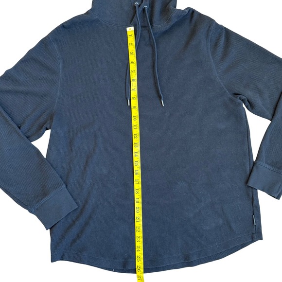 American Eagle Mens Black Waffle Knit Thermal Hoodie Sweatshirt Size Large L - Picture 3 of 9